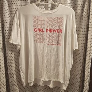Empowering White 'Girl Power' Short Sleeve Tee